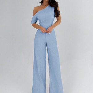 Enterizo de un hombro, talle alto y piernas anchas