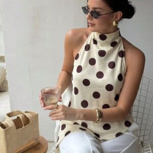 Blusa satinada de cuello halter