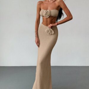 Set tejido de falda larga y top