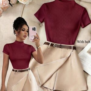 Conjunto de saya-shorts que incluye cinturón y camiseta