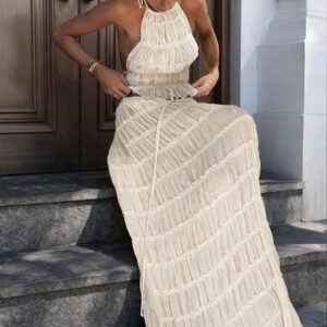 Conjunto fruncido de falda larga y top