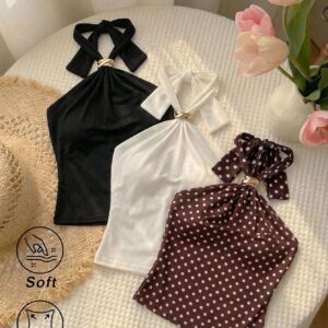Top ajustado sin mangas de cuello halter