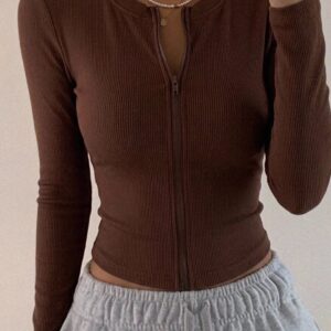 Camiseta ajustada de mangas largas y zíper